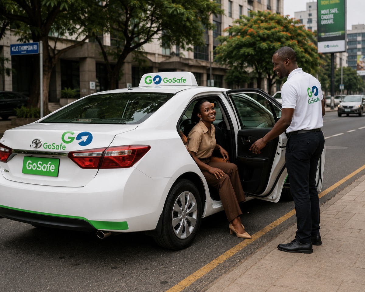 Client entering a GoSafe taxi