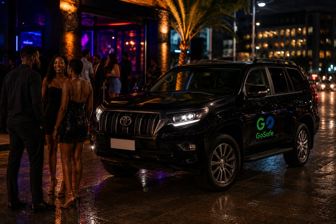 GoSafe Prado waiting outside club
